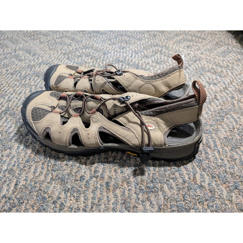 Simms Westshore Fishing Sandals Mens Tan Brown Vibram Sole Hiking Water Shoes